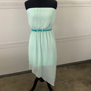 Express Chiffon belted strapless dress size Small